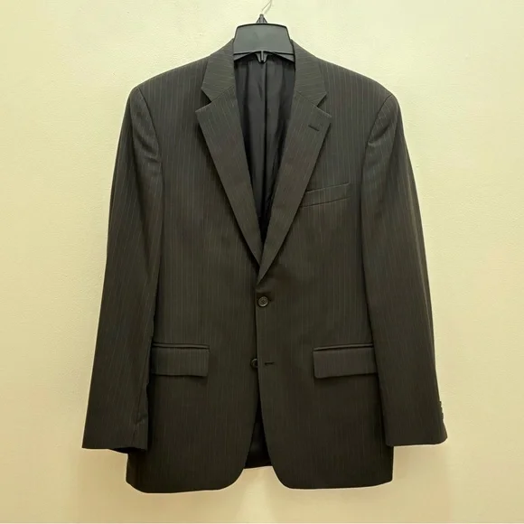 John Varvatos Gray Pinstripe Worsted Wool Sullivan Suit Jacket Blazer Size 40R/M